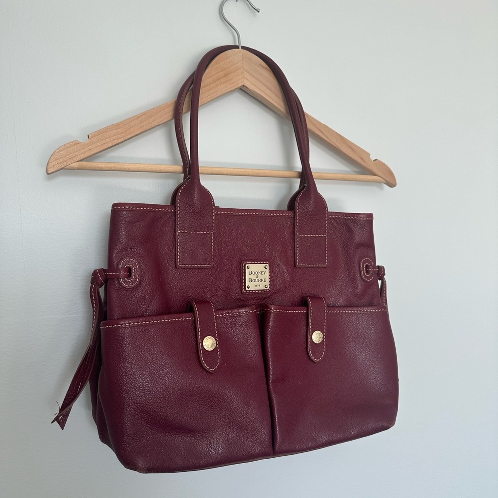 Dooney & Bourke Burgundy Leather Tote Bag